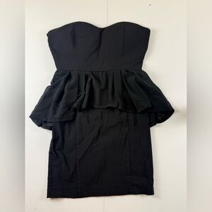 Foreign Exchange Black Strapless Peplum Dress